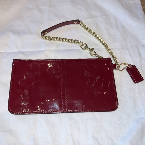 Coach 47941 Madison Dark Red Wine Patent Leather Chain Wristlet/Clutch - Picture 7 of 9